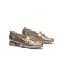 PITILLOS 5771 Mocassini Casual Donna Pelle Laminata Bronzo Tacco Grosso 3Cm Suola Gomma