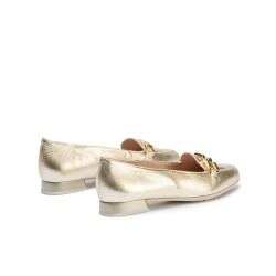 PITILLOS 5782 Mocassini Casual Donna Pelle Laminata Oro Tacco Grosso 2Cm Suola Gomma