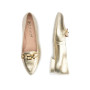 PITILLOS 5782 Mocassini Casual Donna Pelle Laminata Oro Tacco Grosso 2Cm Suola Gomma