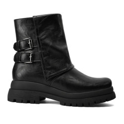 QUEEN HELENA X3396 Stivaletti Moda Donna Pelle Sintetica Nero Tacco Grosso 5Cm Suola Gomma Gambale Caviglia QUEEN HELENA X3396 Stivaletti Moda Donna Pelle Sintetica Nero Tacco Grosso 5Cm Suola Gomma Gambale Caviglia