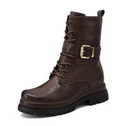 QUEEN HELENA X3399 Anfibi Casual Moda Donna Pelle Sintetica Brown Tacco Grosso 5Cm Suola Gomma Gambale Caviglia QUEEN HELENA X3399 Anfibi Casual Moda Donna Pelle Sintetica Brown Tacco Grosso 5Cm Suola Gomma Gambale Caviglia