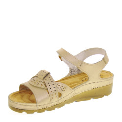 RIPOSELLA ADEWA01BX Sandali Sportivi Donna Adele Similpelle Oro Tacco Zeppa 4Cm Suola Gomma