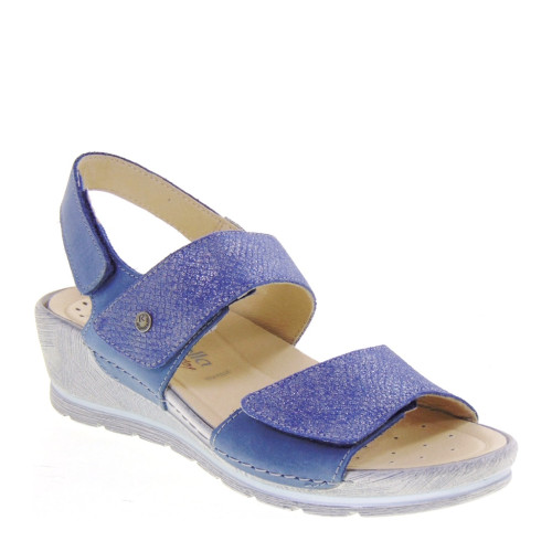 RIPOSELLA FLAW40927 Sandali Confort Donna Flavia Pelle Blu Tacco Zeppa 5Cm Suola Gomma