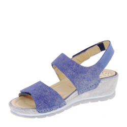 RIPOSELLA FLAW40927 Sandali Confort Donna Flavia Pelle Blu Tacco Zeppa 5Cm Suola Gomma