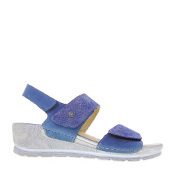 RIPOSELLA FLAW40927 Sandali Confort Donna Flavia Pelle Blu Tacco Zeppa 5Cm Suola Gomma