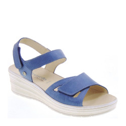 RIPOSELLA GRED20203 Sandali Confort Donna Pelle Blu Tacco Zeppa 5Cm Suola Gomma