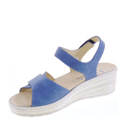 RIPOSELLA GRED20203 Sandali Confort Donna Pelle Blu Tacco Zeppa 5Cm Suola Gomma