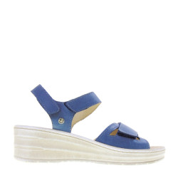 RIPOSELLA GRED20203 Sandali Confort Donna Pelle Blu Tacco Zeppa 5Cm Suola Gomma