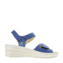 RIPOSELLA GRED20203 Sandali Confort Donna Pelle Blu Tacco Zeppa 5Cm Suola Gomma