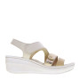 RIPOSELLA ILED16333 Sandali Sportivi Donna Pelle Beige Tacco Zeppa 6Cm Suola Gomma