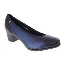 RIPOSELLA OLGA1 Decollete Classici Donna Pelle Blu Tacco Grosso 5Cm Suola Gomma