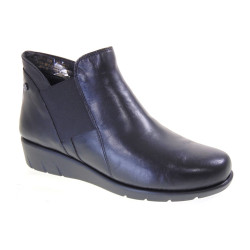 RIPOSELLA SIRIA01 Stivaletti Casual Donna Pelle Nero Tacco Zeppa 3Cm Suola Gomma Gambale Caviglia