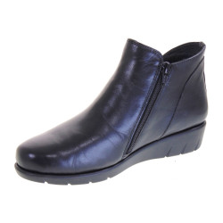 RIPOSELLA SIRIA01 Stivaletti Casual Donna Pelle Nero Tacco Zeppa 3Cm Suola Gomma Gambale Caviglia