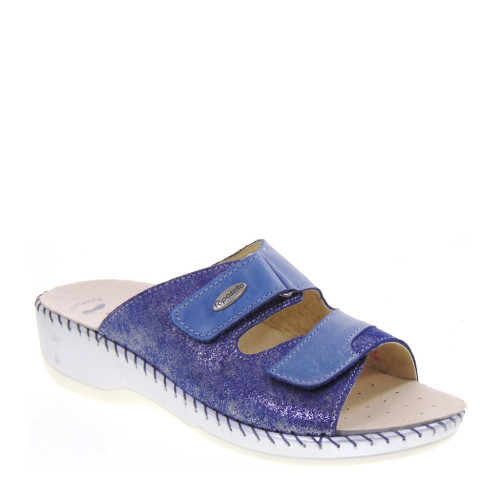RIPOSELLA VIVW6430 Sandali Ciabatte Confort Donna Viviana Pelle Blu Tacco Zeppa 4Cm Suola Gomma