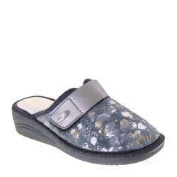 RIPOSELLA WB00BX Pantofole Casa Camera Donna Stella Panno Grigio Tacco Zeppa 4Cm Suola Gomma