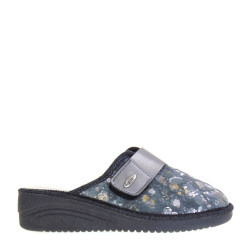 RIPOSELLA WB00BX Pantofole Casa Camera Donna Stella Panno Grigio Tacco Zeppa 4Cm Suola Gomma