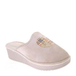 RIPOSELLA WB03BX Pantofole Casa Camera Donna Samia Panno Beige Tacco Zeppa 5Cm Suola Gomma