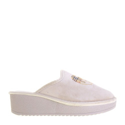 RIPOSELLA WB03BX Pantofole Casa Camera Donna Samia Panno Beige Tacco Zeppa 5Cm Suola Gomma