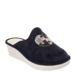 RIPOSELLA WB03BX Pantofole Casa Camera Donna Samia Panno Nero Tacco Zeppa 5Cm Suola Gomma