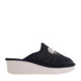 RIPOSELLA WB03BX Pantofole Casa Camera Donna Samia Panno Nero Tacco Zeppa 5Cm Suola Gomma