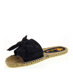 RIVE DU SOL E24612 Ciabatte Mare Spiaggia Donna Tela Nero  Suola Gomma