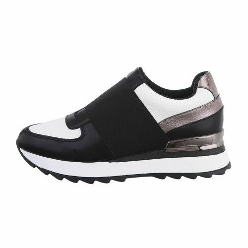 SHOES WORLD 28673 Sneaker Casual Donna Sintetico Nero Bianco  Suola Gomma
