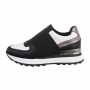 SHOES WORLD 28673 Sneaker Casual Donna Sintetico Nero Bianco  Suola Gomma