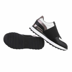 SHOES WORLD 28673 Sneaker Casual Donna Sintetico Nero Bianco  Suola Gomma