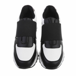 SHOES WORLD 28673 Sneaker Casual Donna Sintetico Nero Bianco  Suola Gomma