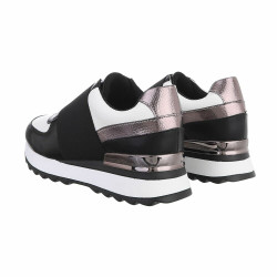 SHOES WORLD 28673 Sneaker Casual Donna Sintetico Nero Bianco  Suola Gomma