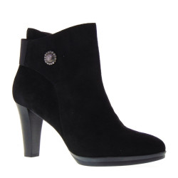 Confort 3003, Stivaletti invernali donna eleganti in camoscio nero, tacco 80