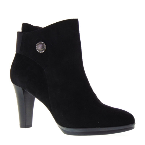 Confort 3003, Stivaletti invernali donna eleganti in camoscio nero, tacco 80