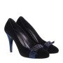 ELATA 50542 Made in Italy Decollete eleganti in Camoscio Nero e Camoscio Blu Viking Tacco 10 cm