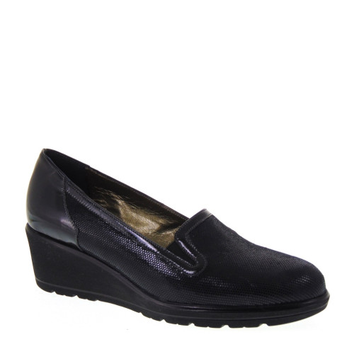 CONFORT 2657 Mocassini Invernali Donna in Vernice Grigio Antracite Linea Comoda MADE IN ITALY