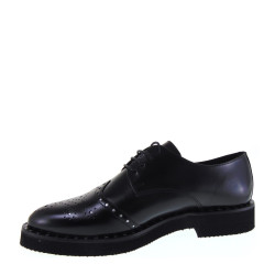 ANTICA CUOIERIA 20291-2-Z38 INGLESINE DONNA INVERNALI PELLE MONACO NERO ARGENTO MADE IN ITALY