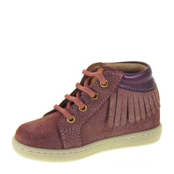 WALKEY M60621 Scarpe Stringate con Frangia Camoscio Rosa Cipria Made in italy Plantare Estraibile