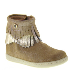 WALKEY M60636 Stivaletti Camoscio Beige Platino Bimba Made in Italy Plantare Estraibile