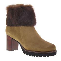 CALLAGHAN 21907 Stivaletti in Camoscio Tortora con Pelo Tacco 70 Suola Adaptaction