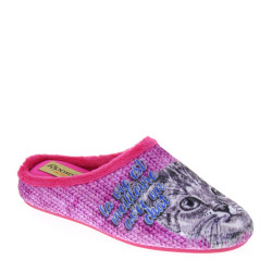 RIPOSELLA Home 4354 Fuxia Pantofole Invernali Donna in Panno caldo con Gatto raffigurato
