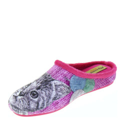 RIPOSELLA Home 4354 Fuxia Pantofole Invernali Donna in Panno caldo con Gatto raffigurato