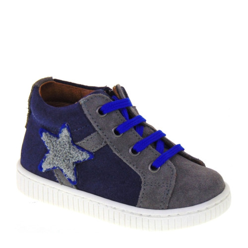 WALKEY 40072 Sneakers Invernali Bimbo in Camoscio Grigio e Blu Made in Italy