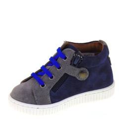 WALKEY 40072 Sneakers Invernali Bimbo in Camoscio Grigio e Blu Made in Italy