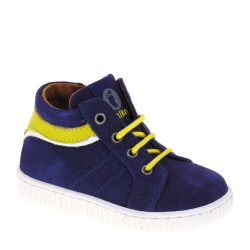WALKEY 40076 Sneakers Bambino Primi Passi in Camoscio Blu e Giallo con Soletta estraibile in Aloe-Vera Made in Italy