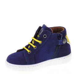 WALKEY 40076 Sneakers Bambino Primi Passi in Camoscio Blu e Giallo con Soletta estraibile in Aloe-Vera Made in Italy