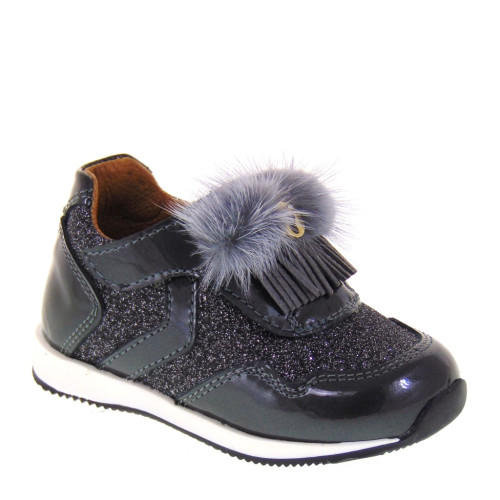 WALKEY 40100 Sneakers Invernali Bimba Vernice Grigio con Plantare estraibile Made in Italy