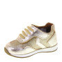 WALKEY 40105 Sneakers Bambina Primi Passi in Pelle con Glitter Color Platino Made in Italy