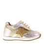 WALKEY 40105 Sneakers Bambina Primi Passi in Pelle con Glitter Color Platino Made in Italy