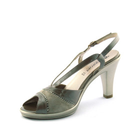 Confort 7083 Donna Sandali vernice camoscio champagne tacco 9 plateau
