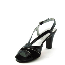 Confort 8056 Donna Sandali camoscio vernice nero tacco 8