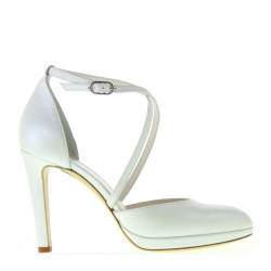 ELATA 17182 Scarpe Sposa Tessuto Satin Bianco Seta, Tacco 10 Plateau 1 (LEGGI DESCRIZIONE)